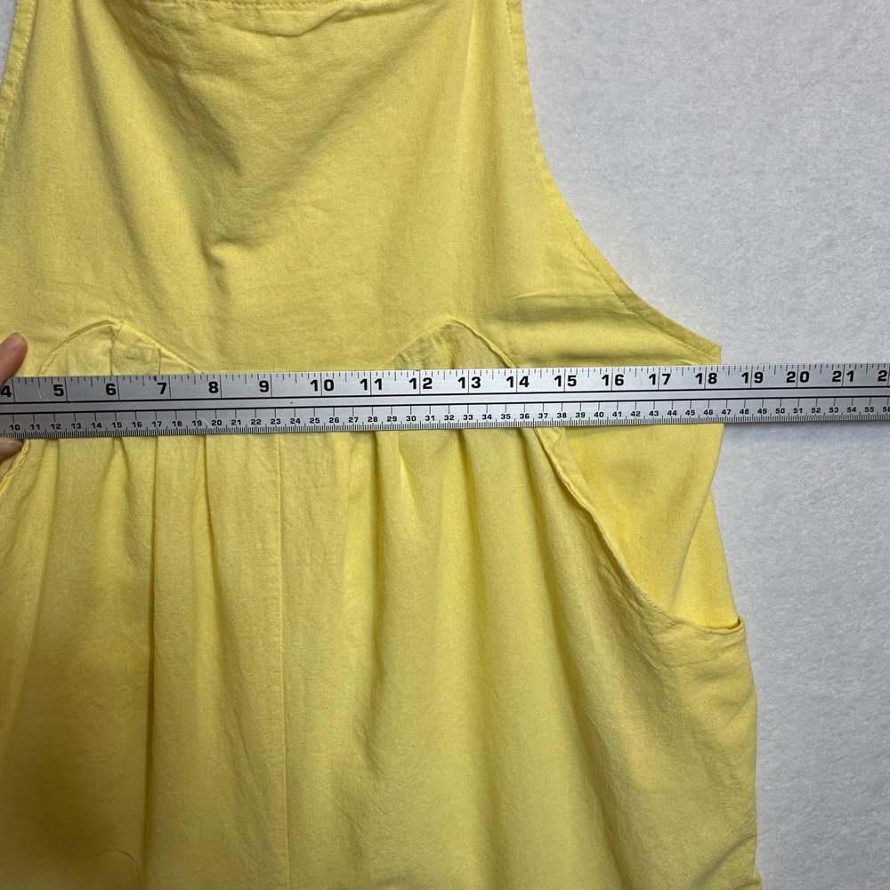 BIBI Overalls Womens M Wide Leg Cotton Linen Yellow Bib Jumpsuit Relaxed Loose - Picture 8 of 10